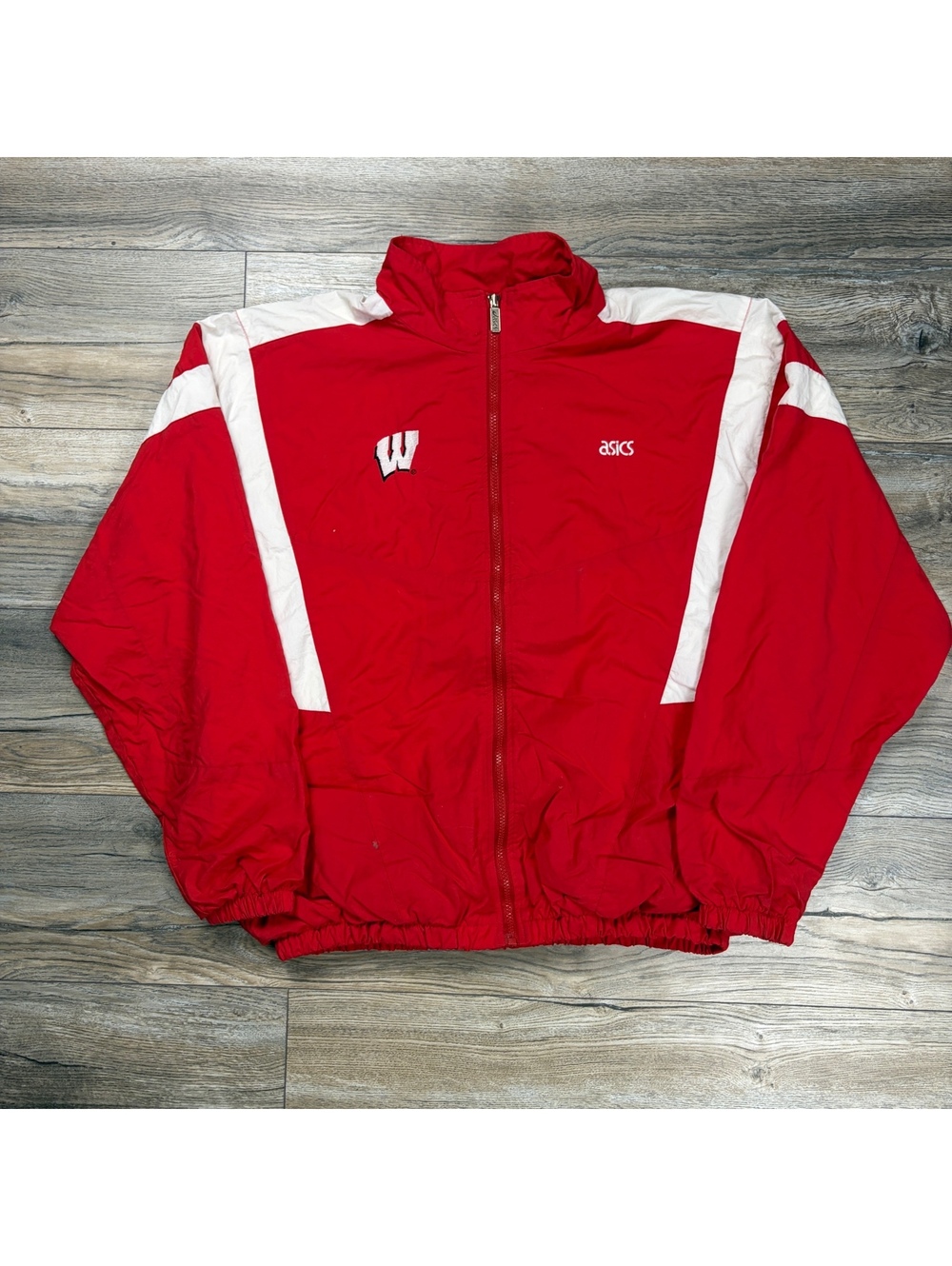 90’s Asics Wisconsin red full-zip track jacket